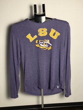 Colosseum Purple Long Sleeve Tee with Yellow LSU Crest